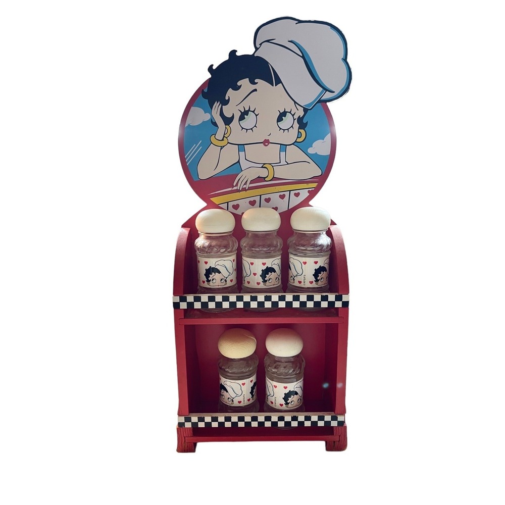 Vintage BETTY BOOP 2004 Bright‎ Ideas Spice Rack W/ Jars Rare READ DESCRIPTION